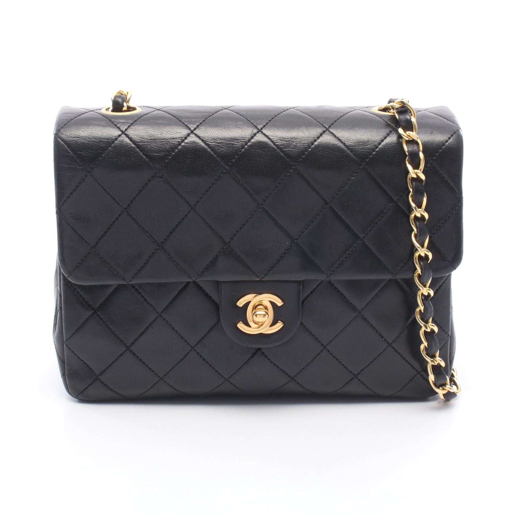 ミニマトラッセ20 チェーンショルダーバッグ ラムスキン ブラック ゴールド金具 シャネル バッグ CHANEL