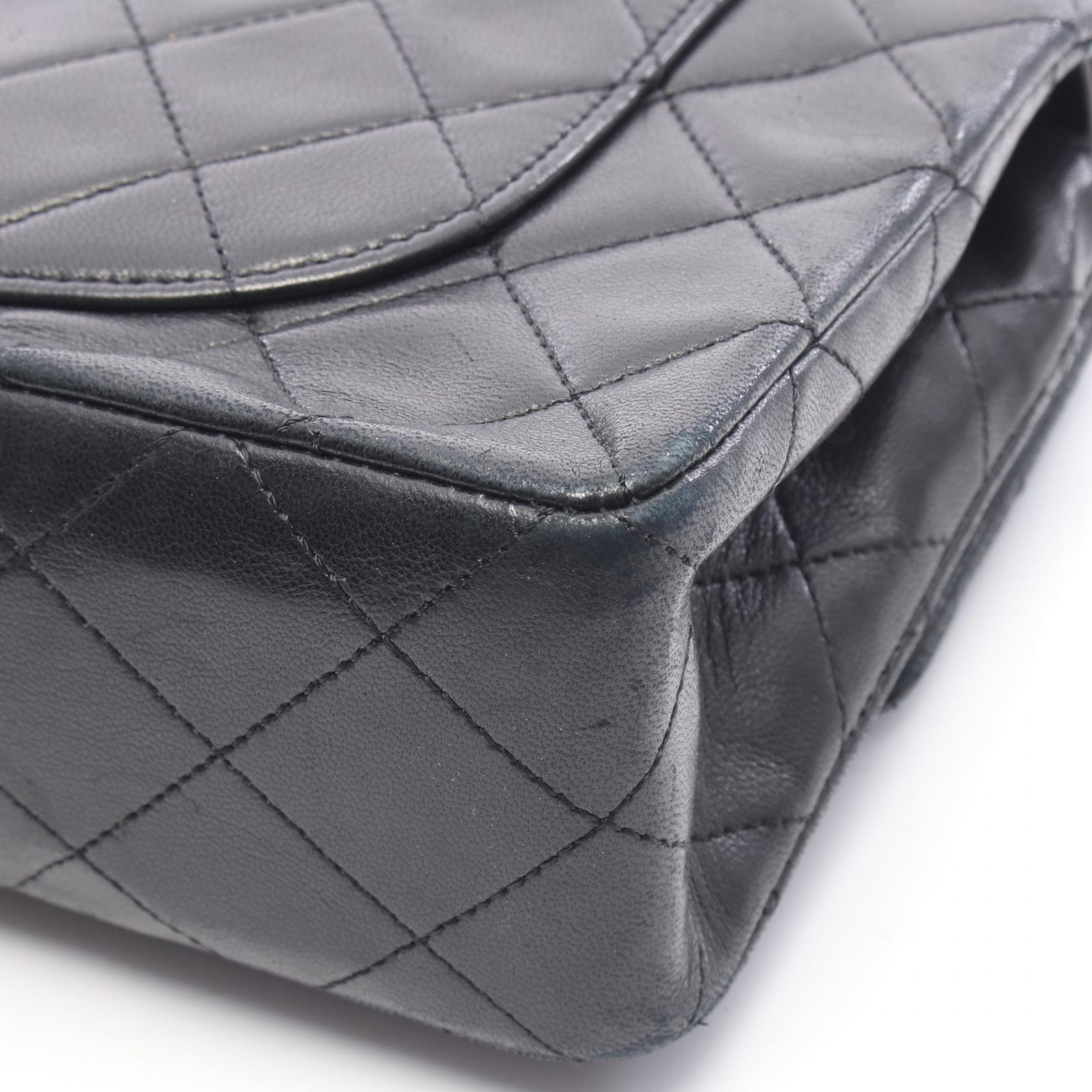 マトラッセ Wフラップ Wチェーンショルダーバッグ ラムスキン ブラック ゴールド金具 シャネル バッグ CHANEL
