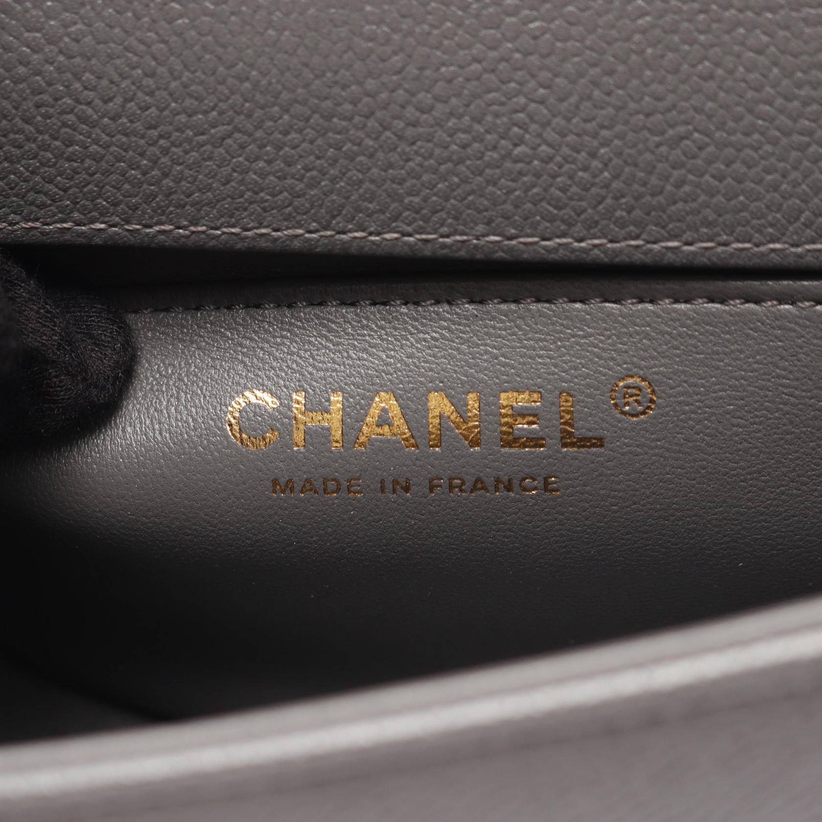 ボーイシャネル スモール チェーンショルダーバッグ キャビアスキン グレー ゴールド金具 シャネル バッグ CHANEL