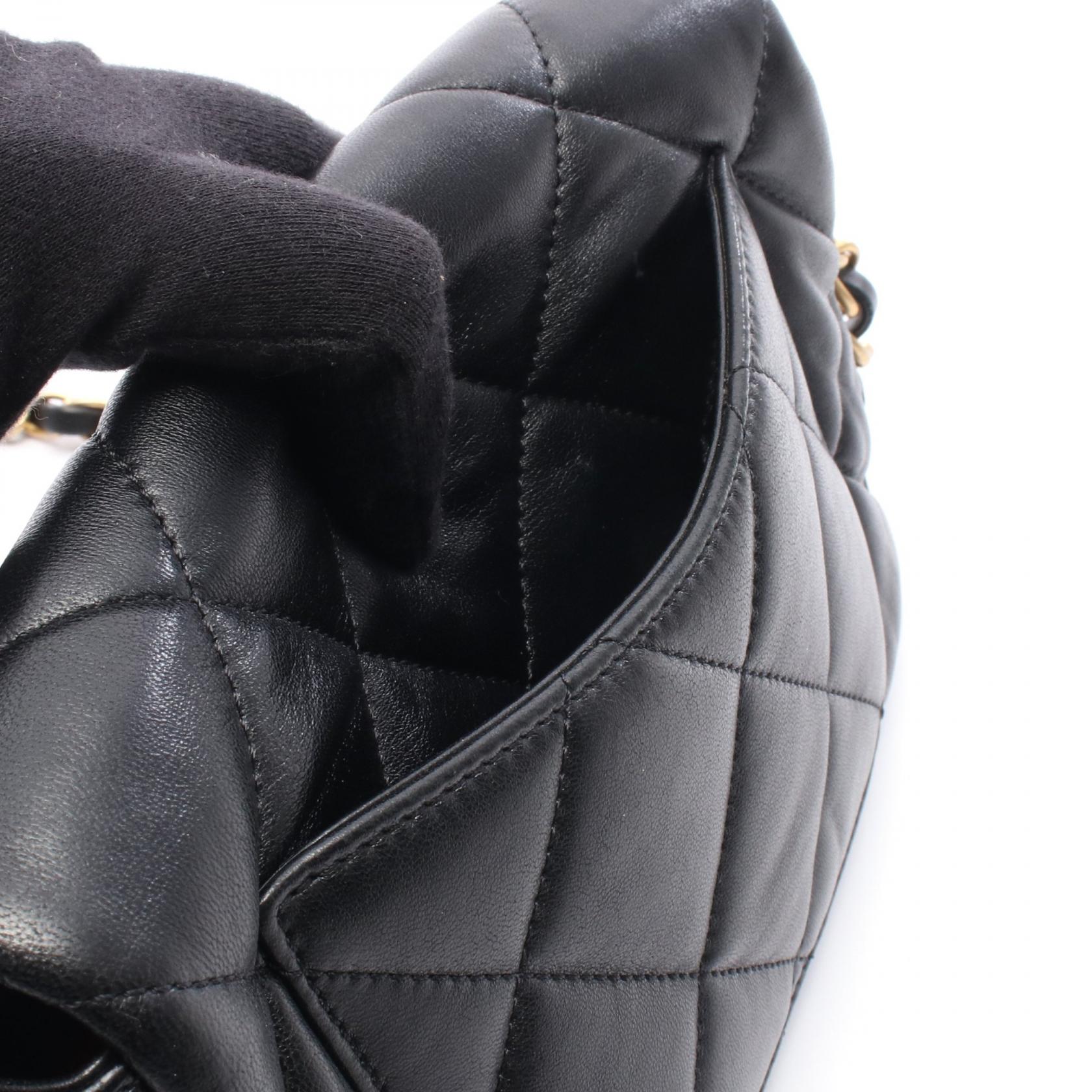 マトラッセ ハートロック チェーンショルダーバッグ レザー ブラック ゴールド金具 シャネル バッグ CHANEL
