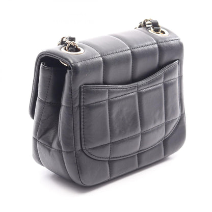チョコバー ミニフラップ チェーンショルダーバッグ ラムスキン ブラック ゴールド金具 シャネル バッグ CHANEL