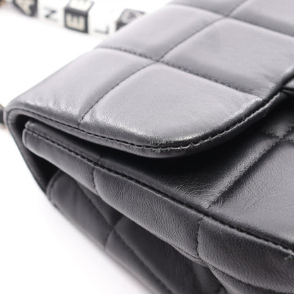チョコバー ミニフラップ チェーンショルダーバッグ ラムスキン ブラック ゴールド金具 シャネル バッグ CHANEL