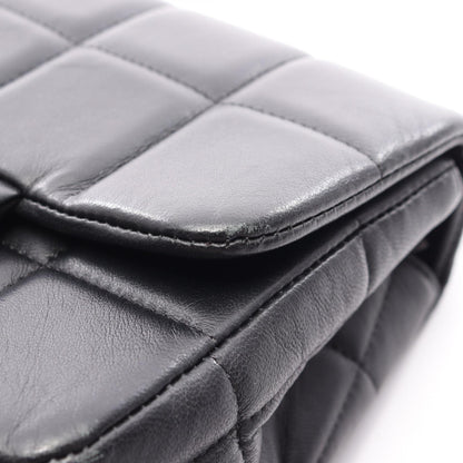 チョコバー ミニフラップ チェーンショルダーバッグ ラムスキン ブラック ゴールド金具 シャネル バッグ CHANEL
