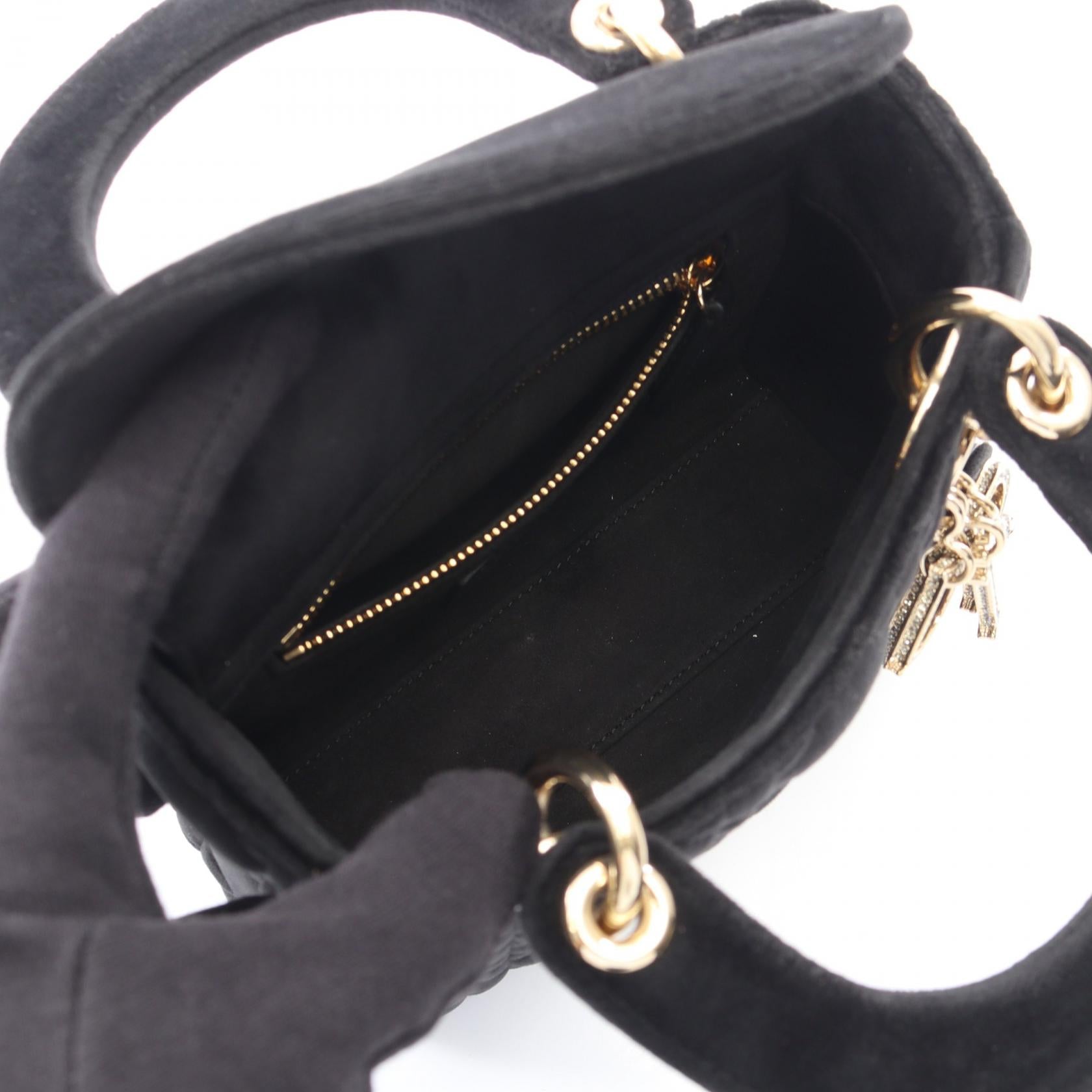 レディディオール ミニ カナージュ 2WAY ハンドバッグ ベロア ブラック クリスチャンディオール バッグ Christian Dior