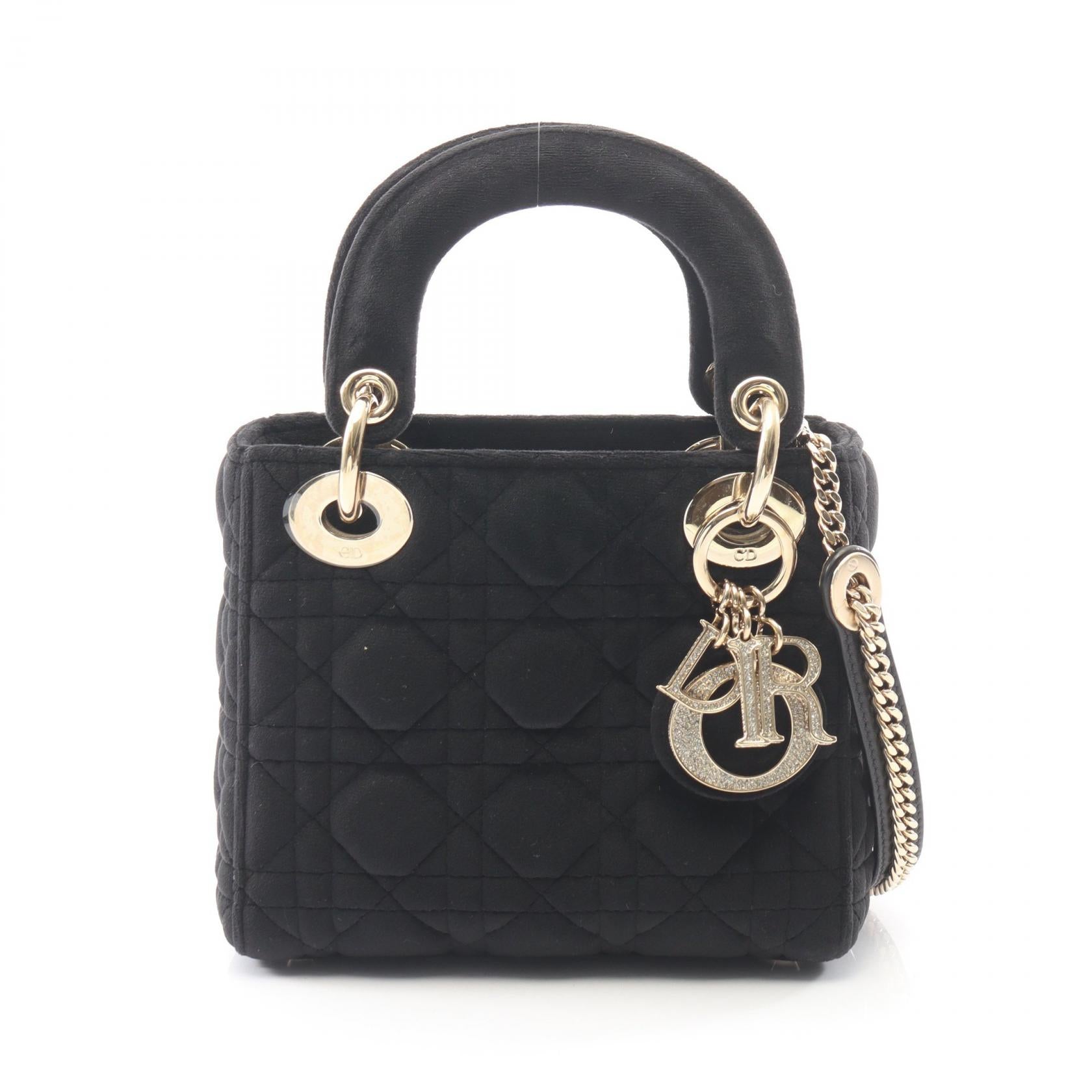 レディディオール ミニ カナージュ 2WAY ハンドバッグ ベロア ブラック クリスチャンディオール バッグ Christian Dior