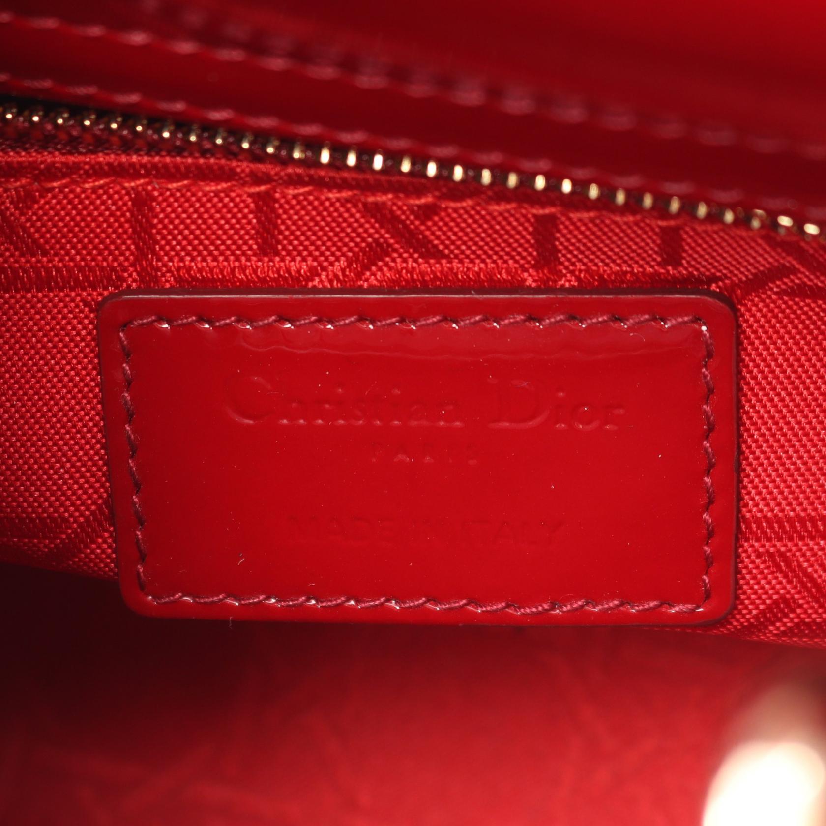 レディディオール ミニ カナージュ 2WAY ハンドバッグ エナメルレザー レッド クリスチャンディオール バッグ Christian Dior