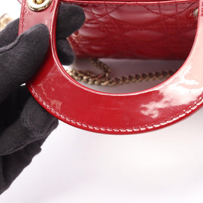 レディディオール ミニ カナージュ 2WAY ハンドバッグ エナメルレザー レッド クリスチャンディオール バッグ Christian Dior