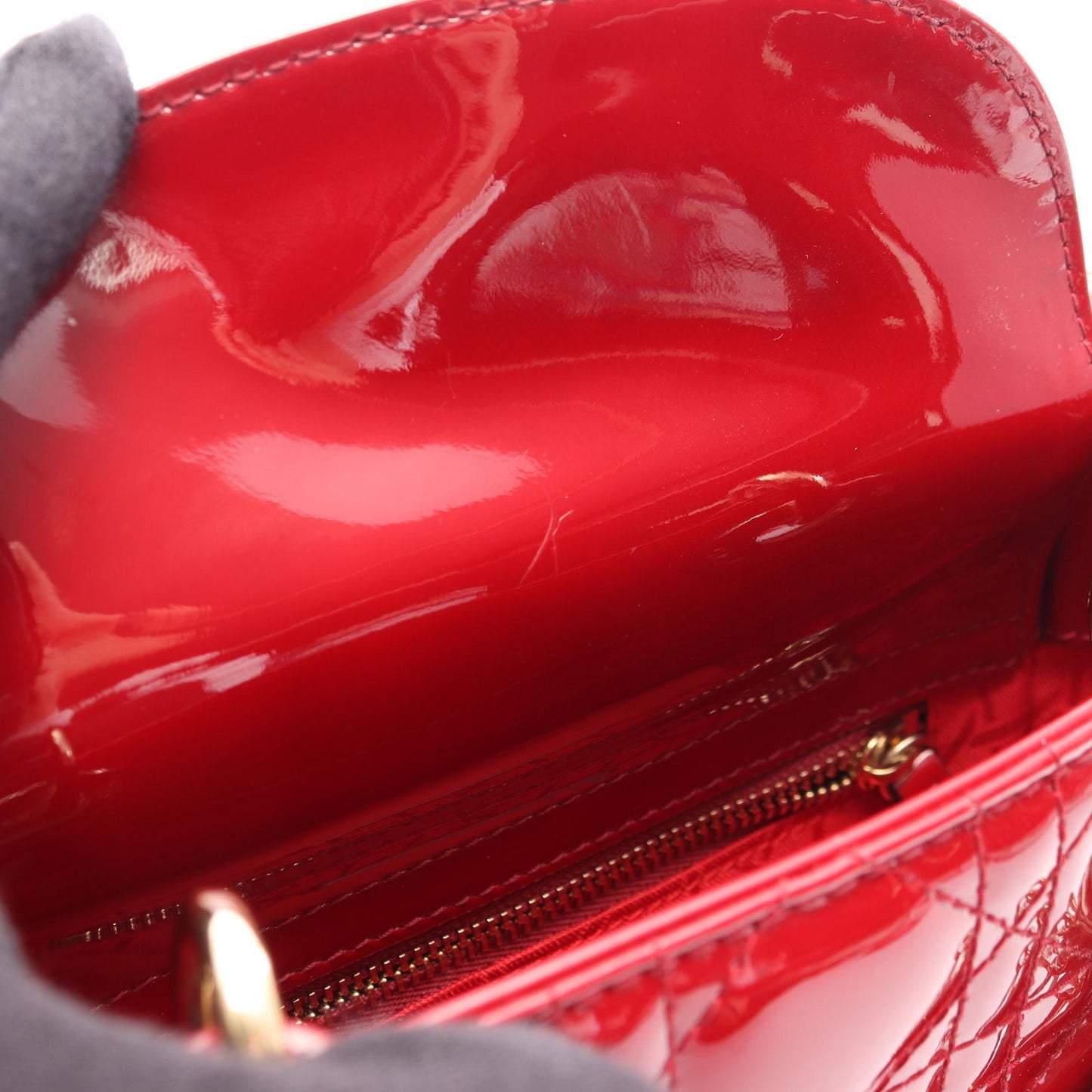 レディディオール ミニ カナージュ 2WAY ハンドバッグ エナメルレザー レッド クリスチャンディオール バッグ Christian Dior
