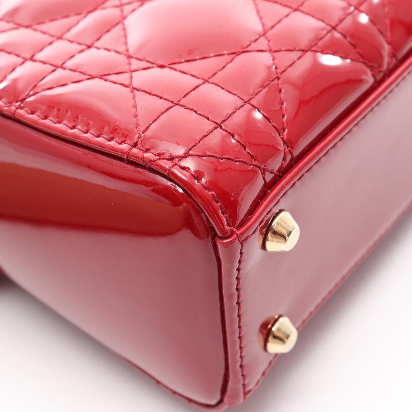 レディディオール ミニ カナージュ 2WAY ハンドバッグ エナメルレザー レッド クリスチャンディオール バッグ Christian Dior