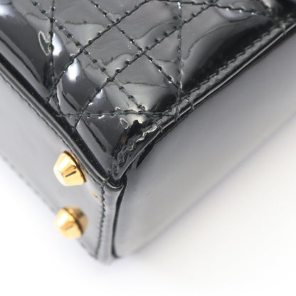 レディディオール ミニ カナージュ 2WAY ハンドバッグ エナメルレザー ブラック クリスチャンディオール バッグ Christian Dior