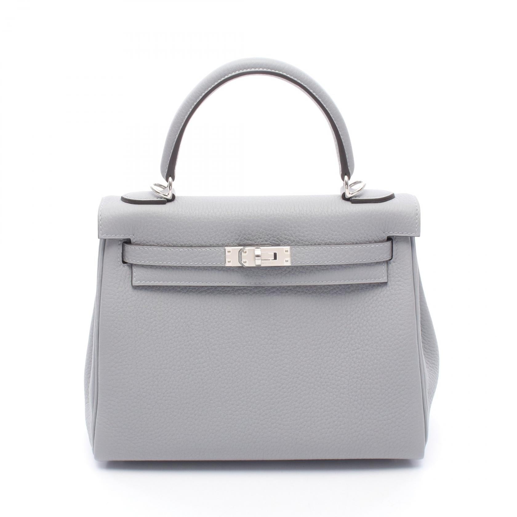 ケリー25 グリパンタン 内縫い 2WAY ハンドバッグ トゴ グレー シルバー金具 G刻印 エルメス バッグ HERMES