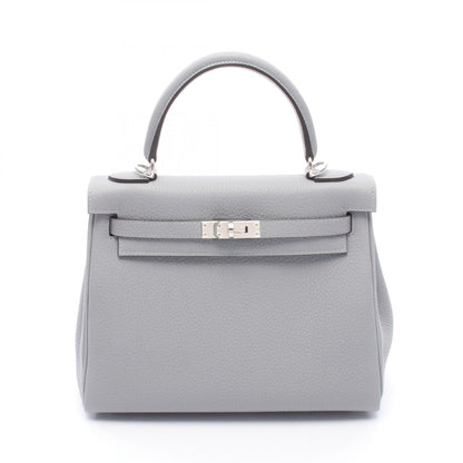 ケリー25 グリパンタン 内縫い 2WAY ハンドバッグ トゴ グレー シルバー金具 G刻印 エルメス バッグ HERMES