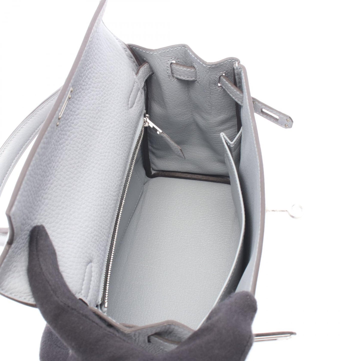 ケリー25 グリパンタン 内縫い 2WAY ハンドバッグ トゴ グレー シルバー金具 G刻印 エルメス バッグ HERMES