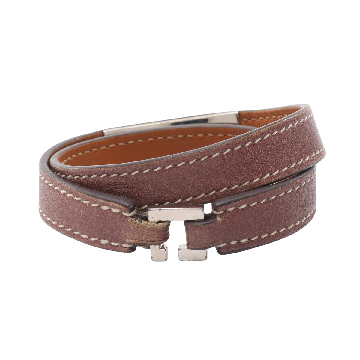 リヴァル ドゥブルトゥール ブレスレット レザー ブラウン □L刻印 エルメス アクセサリー HERMES