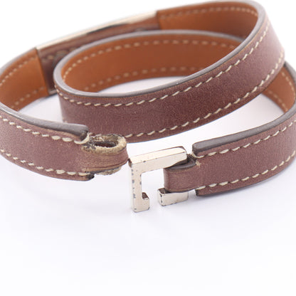 リヴァル ドゥブルトゥール ブレスレット レザー ブラウン □L刻印 エルメス アクセサリー HERMES