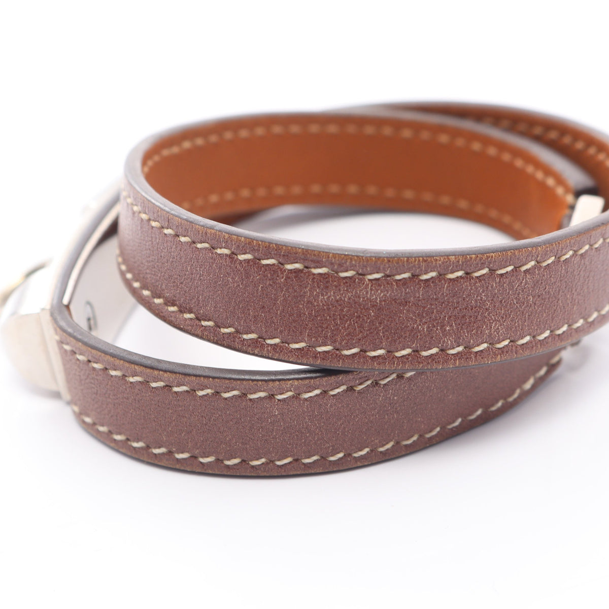 リヴァル ドゥブルトゥール ブレスレット レザー ブラウン □L刻印 エルメス アクセサリー HERMES