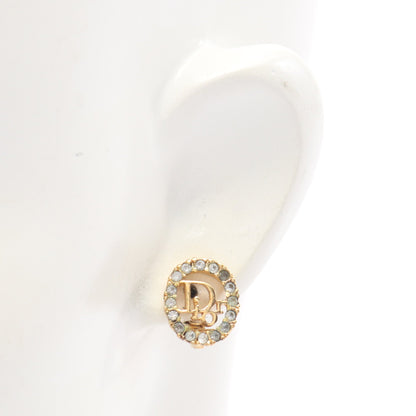 Diorロゴ イヤリング GP ラインストーン ゴールド クリア クリスチャンディオール アクセサリー Christian Dior