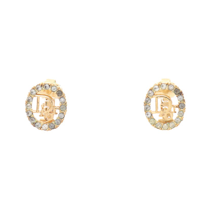 Diorロゴ イヤリング GP ラインストーン ゴールド クリア クリスチャンディオール アクセサリー Christian Dior