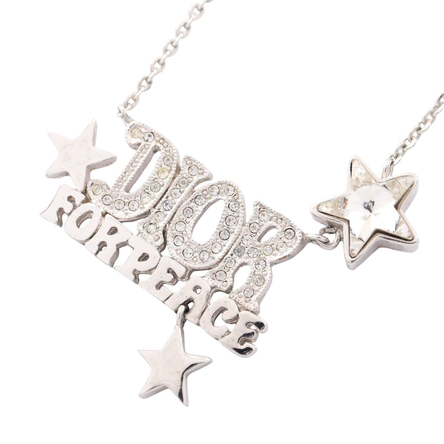 DIORロゴ ネックレス ラインストーン シルバー クリア クリスチャンディオール