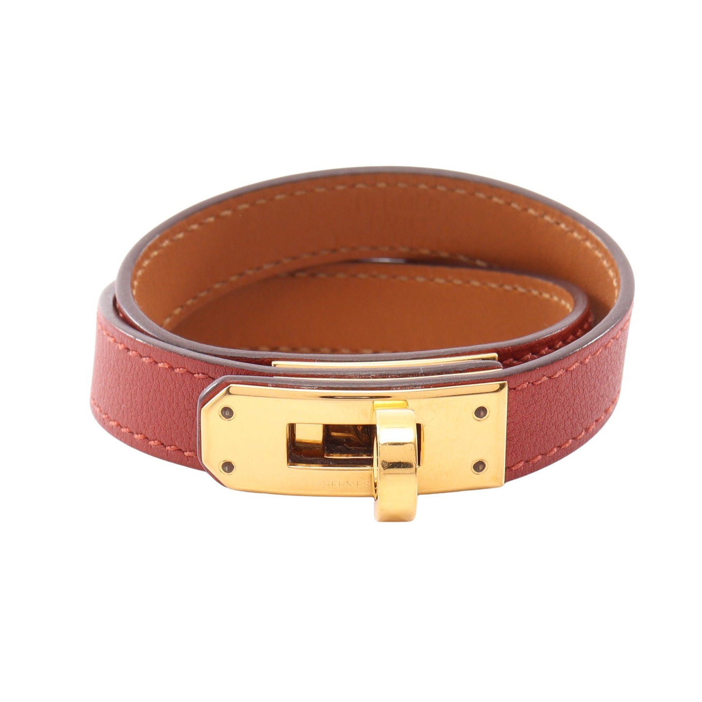 ケリーブレスレット ドゥブルトゥール ブレスレット GP レザー ブラウン ゴールド エルメス アクセサリー HERMES
