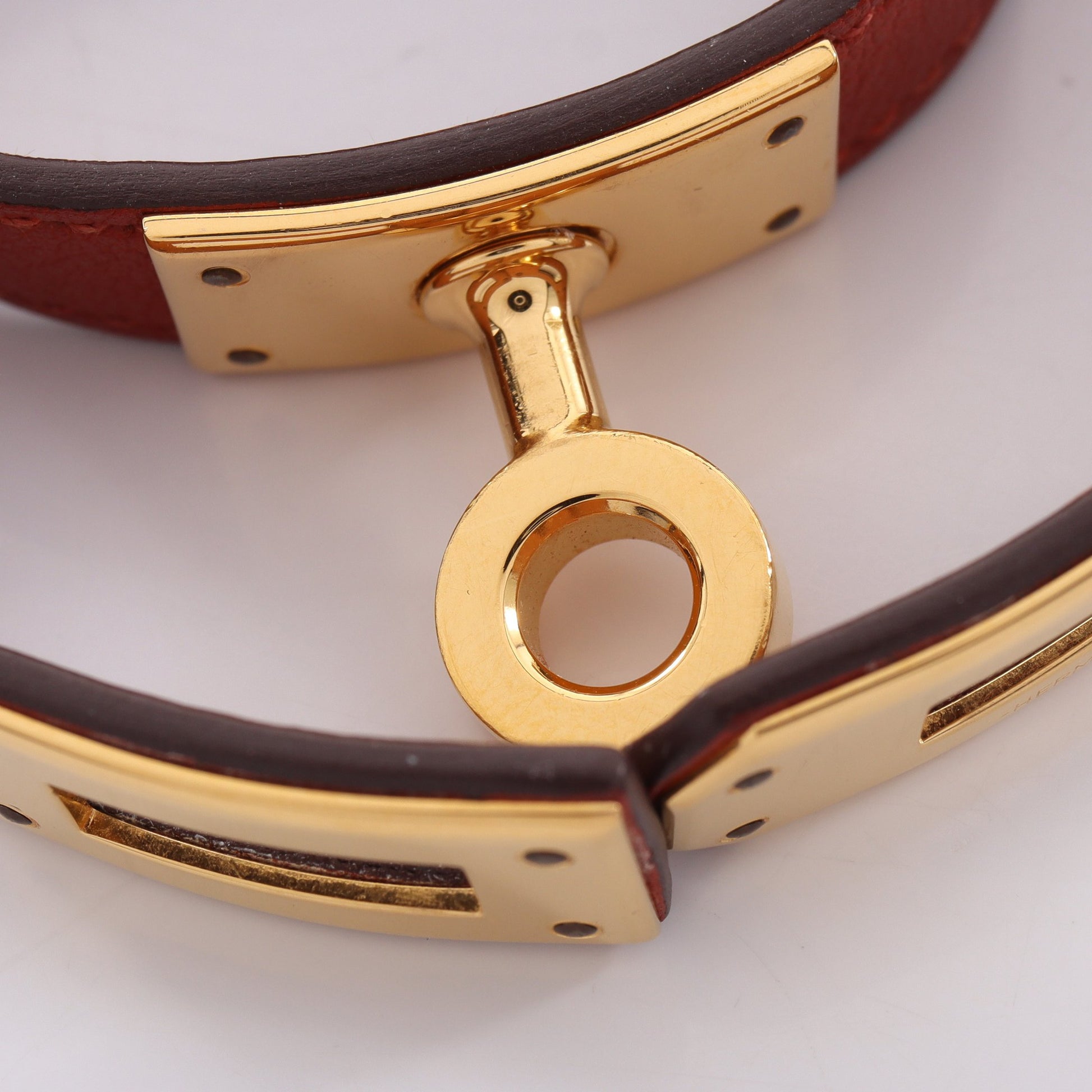 ケリーブレスレット ドゥブルトゥール ブレスレット GP レザー ブラウン ゴールド エルメス アクセサリー HERMES