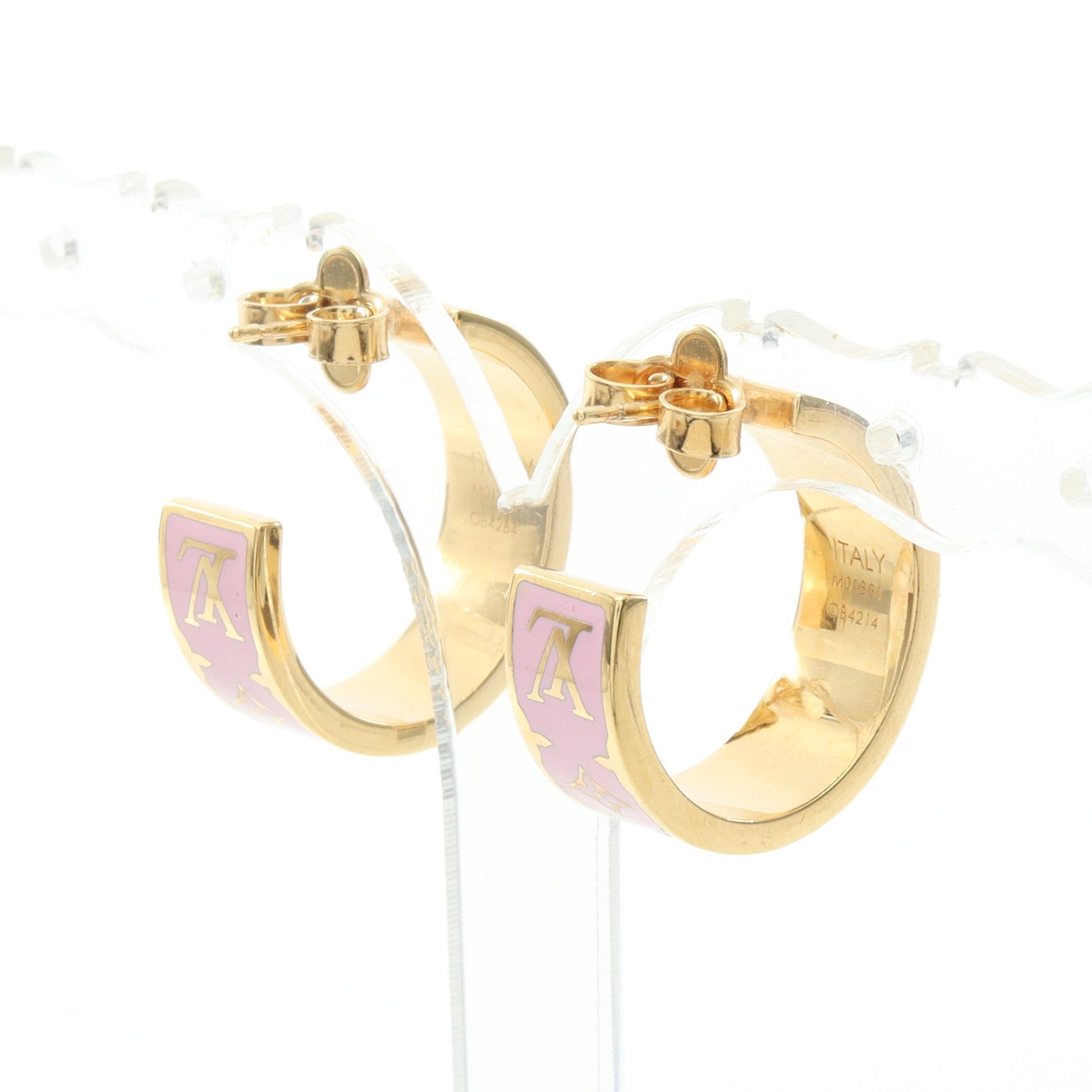 ナノグラム エナメル フープ ピアス GP ピンク ゴールド ルイヴィトン アクセサリー LOUIS VUITTON