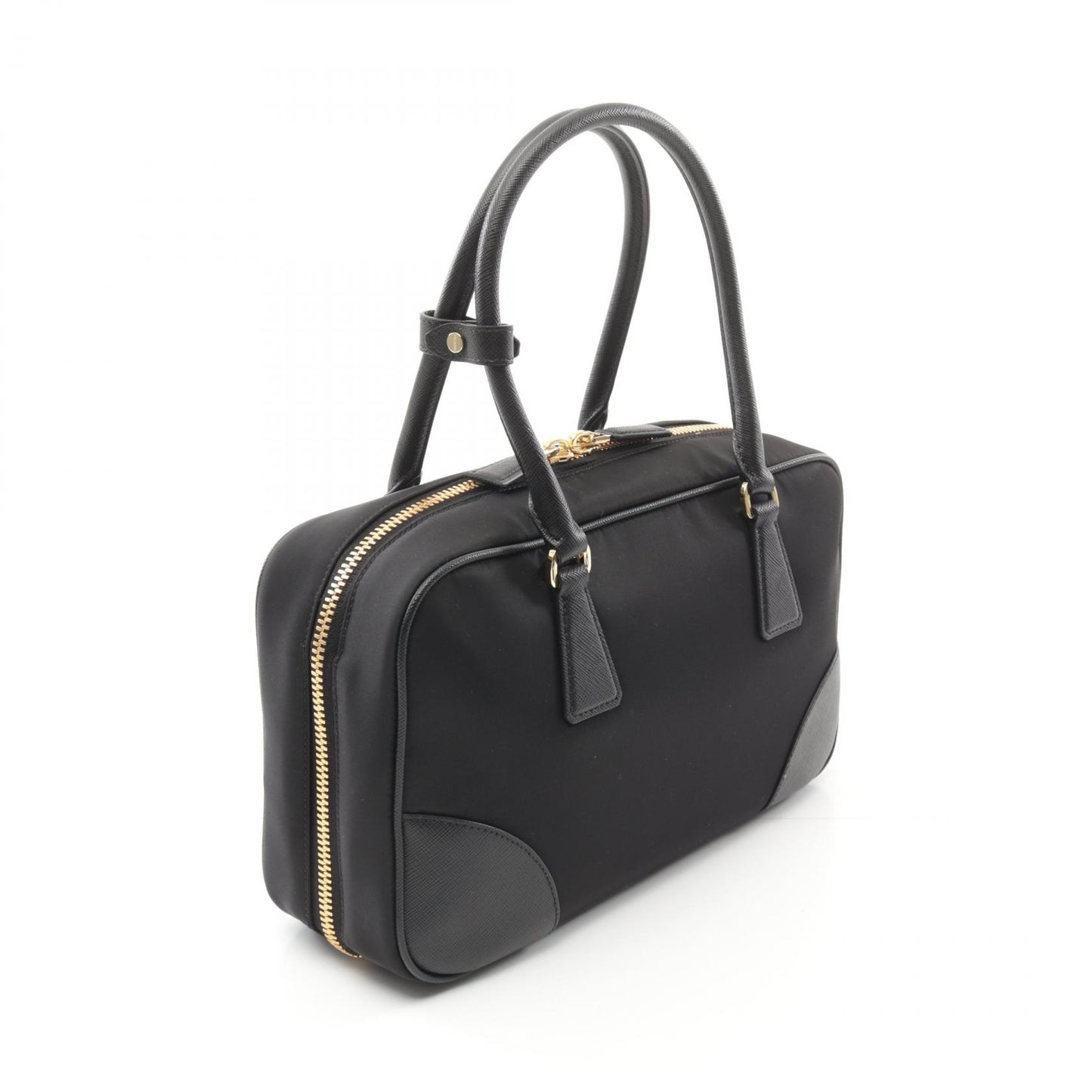 RE-EDITION 1978 RE-NYLON TESSUTO+SAFFIANO ミディアム ダブルハンドル 2WAY ハンドバッグ ナイロン サフィアーノレザー ブラック プラダ バッグ PRADA
