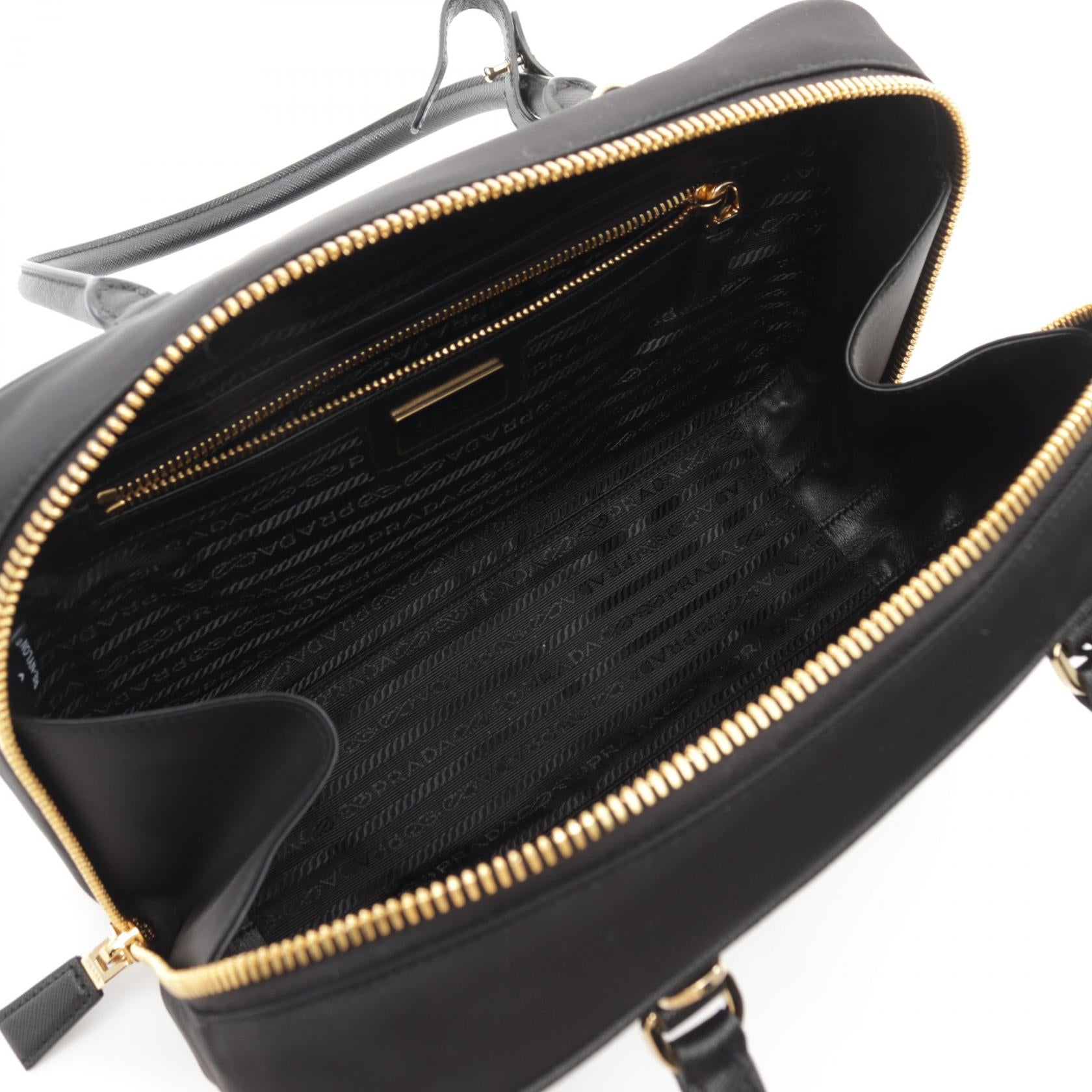 RE-EDITION 1978 RE-NYLON TESSUTO+SAFFIANO ミディアム ダブルハンドル 2WAY ハンドバッグ ナイロン サフィアーノレザー ブラック プラダ バッグ PRADA