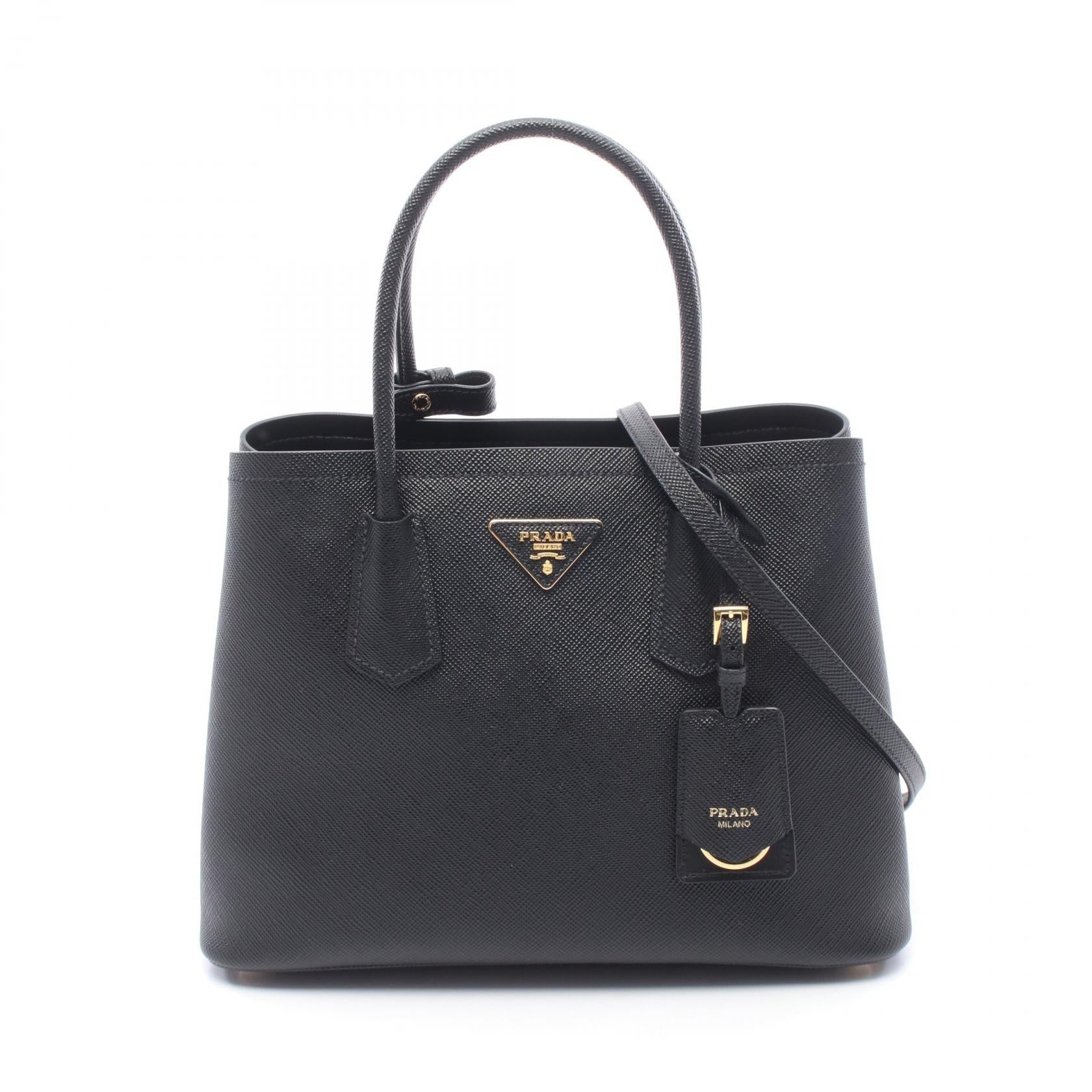 2WAY ハンドバッグ トートバッグ サフィアーノレザー ブラック プラダ バッグ PRADA