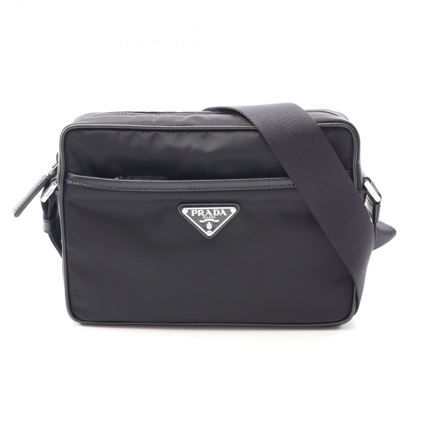 RE-NYLON TESSUTO+SAFFIANO ショルダーバッグ ナイロン サフィアーノレザー ブラック プラダ バッグ PRADA