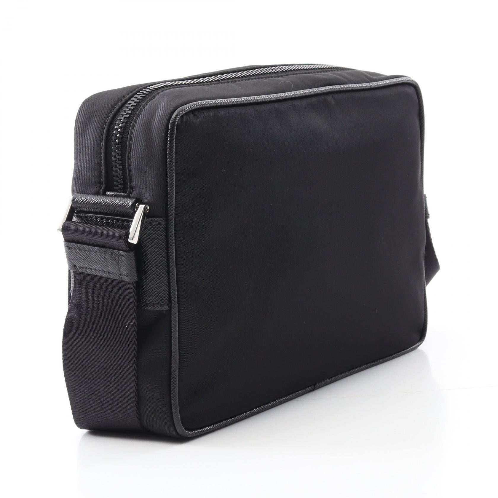 RE-NYLON TESSUTO+SAFFIANO ショルダーバッグ ナイロン サフィアーノレザー ブラック プラダ バッグ PRADA
