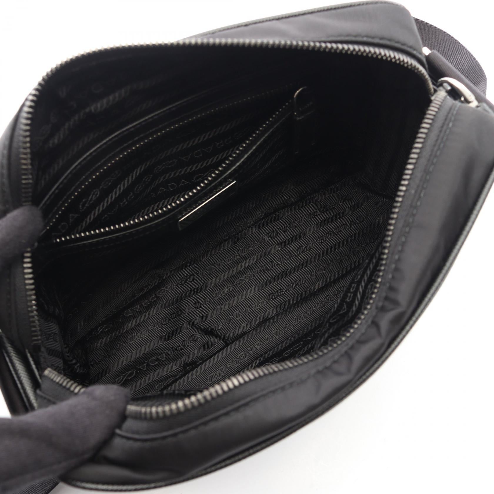 RE-NYLON TESSUTO+SAFFIANO ショルダーバッグ ナイロン サフィアーノレザー ブラック プラダ バッグ PRADA