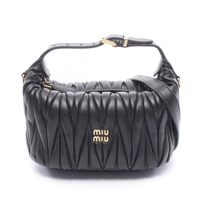 マテラッセ ハンド ハンドバッグ レザー ブラック ミュウミュウ バッグ miu miu