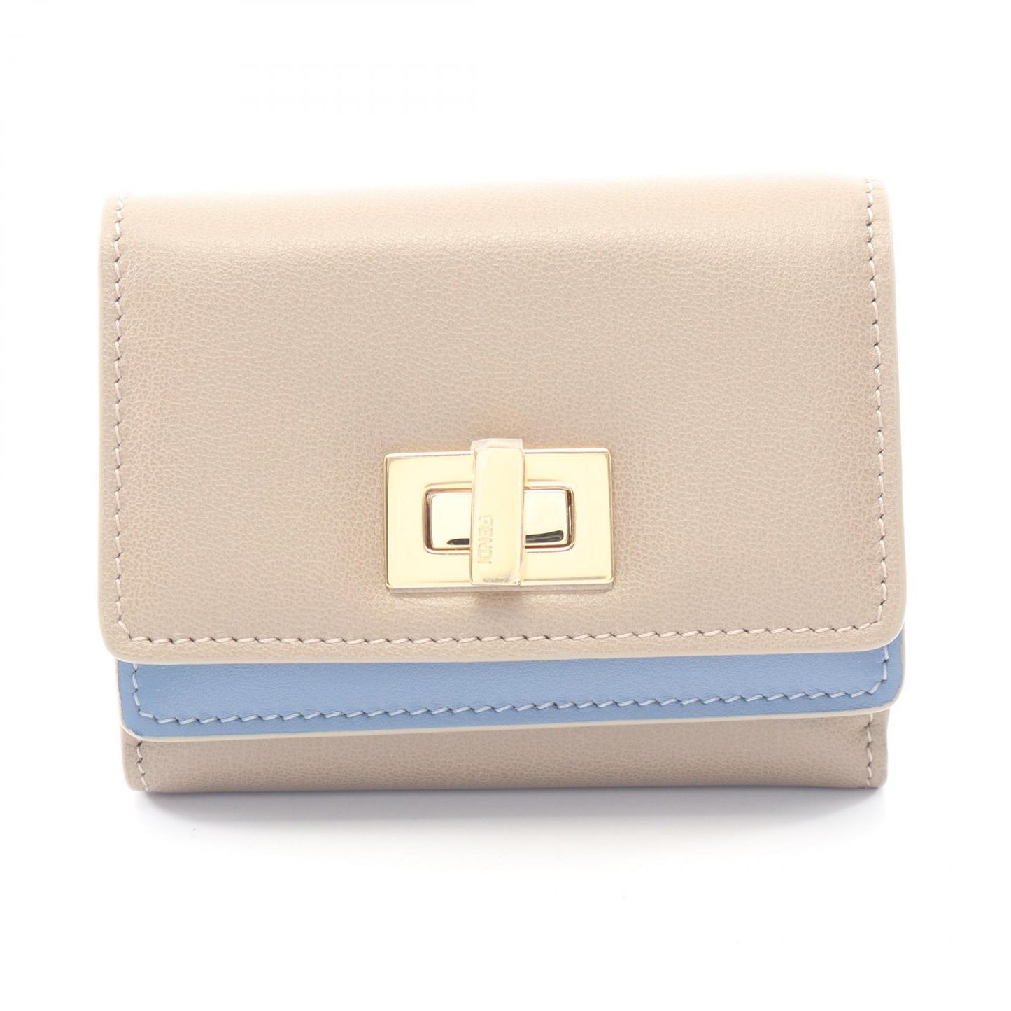 WAY ウェイ 三つ折り財布 レザー グレーベージュ ブルー フェンディ 財布・小物 FENDI
