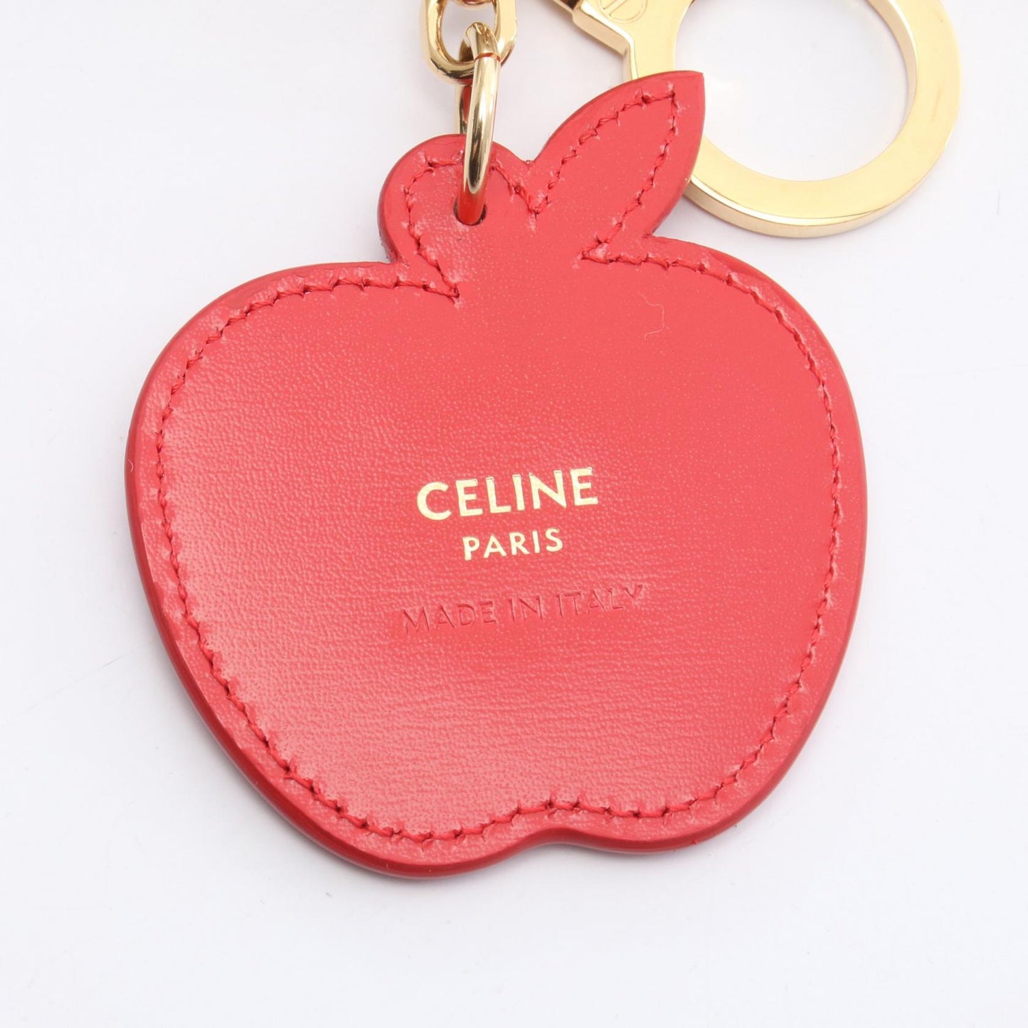 トリオンフ ポンポンチャーム アップル バッグチャーム キーホルダー ボア レザー アイボリー レッド セリーヌ 財布・小物 CELINE