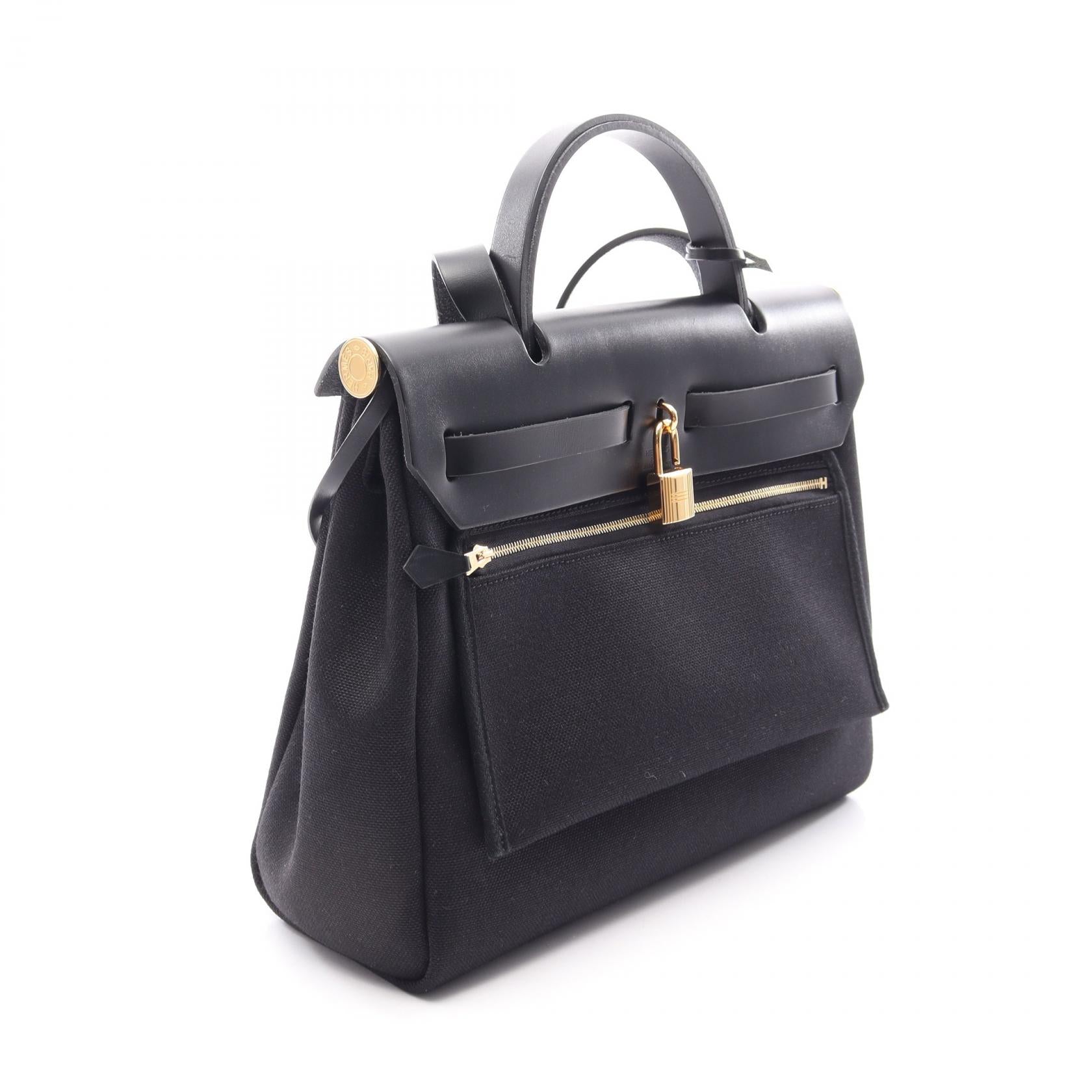 エールバッグジップPM ルトゥルネ 2WAY ハンドバッグ トワルミリタリー ヴァッシュハンター ブラック ゴールド金具 W刻印 エルメス バッグ HERMES