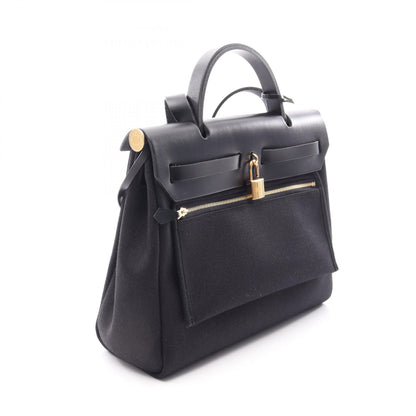 エールバッグジップPM ルトゥルネ 2WAY ハンドバッグ トワルミリタリー ヴァッシュハンター ブラック ゴールド金具 W刻印 エルメス バッグ HERMES