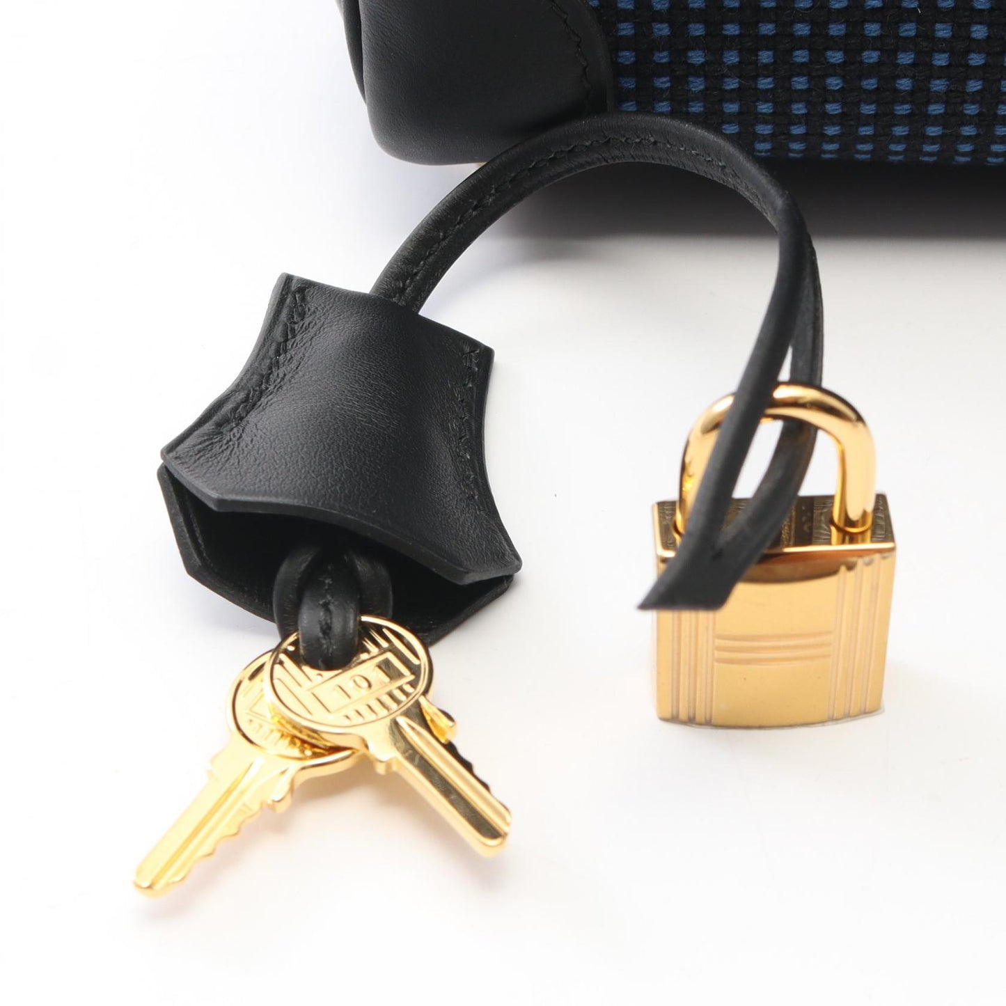 バーキン25 ブルーエジェ ハンドバッグ トワルキャドリーユ ヴォースイフト ブルー ブラック ゴールド金具 W刻印 エルメス バッグ HERMES