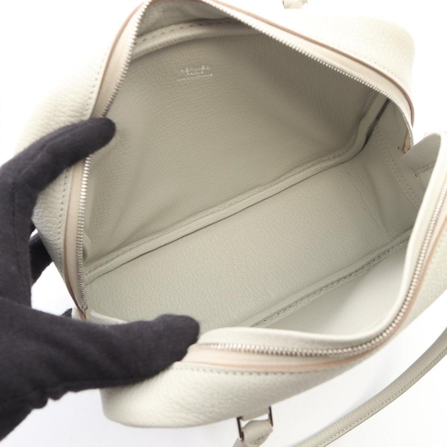 ミニプリュム20 ハンドバッグ シェーブル ライトグレー シルバー金具 K刻印 エルメス バッグ HERMES