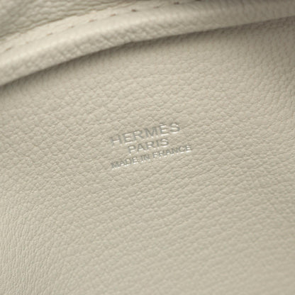 ミニプリュム20 ハンドバッグ シェーブル ライトグレー シルバー金具 K刻印 エルメス バッグ HERMES