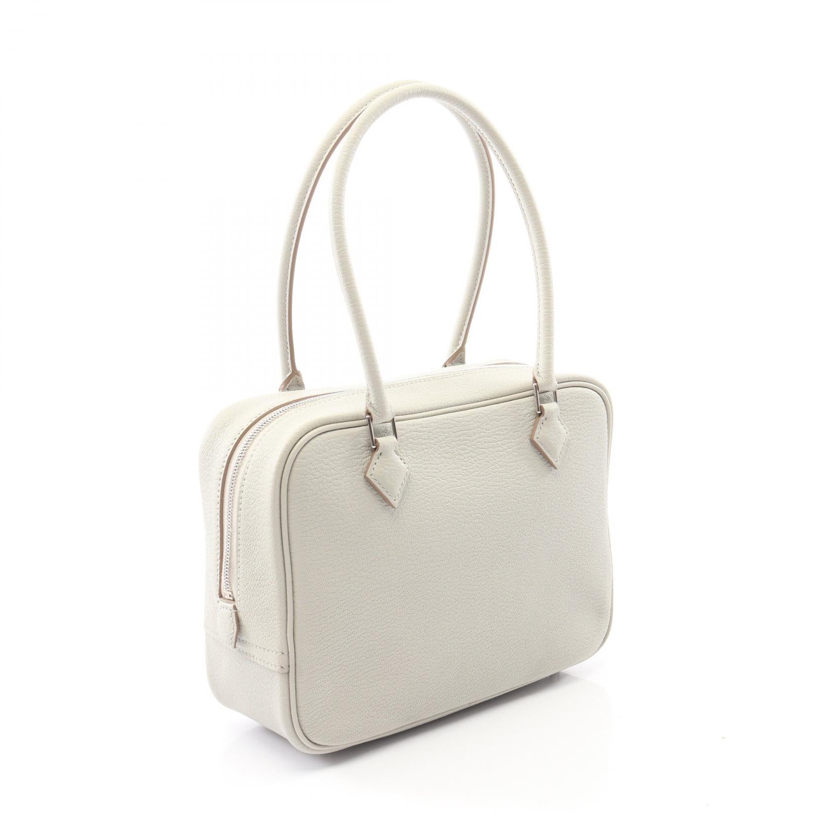 ミニプリュム20 ハンドバッグ シェーブル ライトグレー シルバー金具 K刻印 エルメス バッグ HERMES