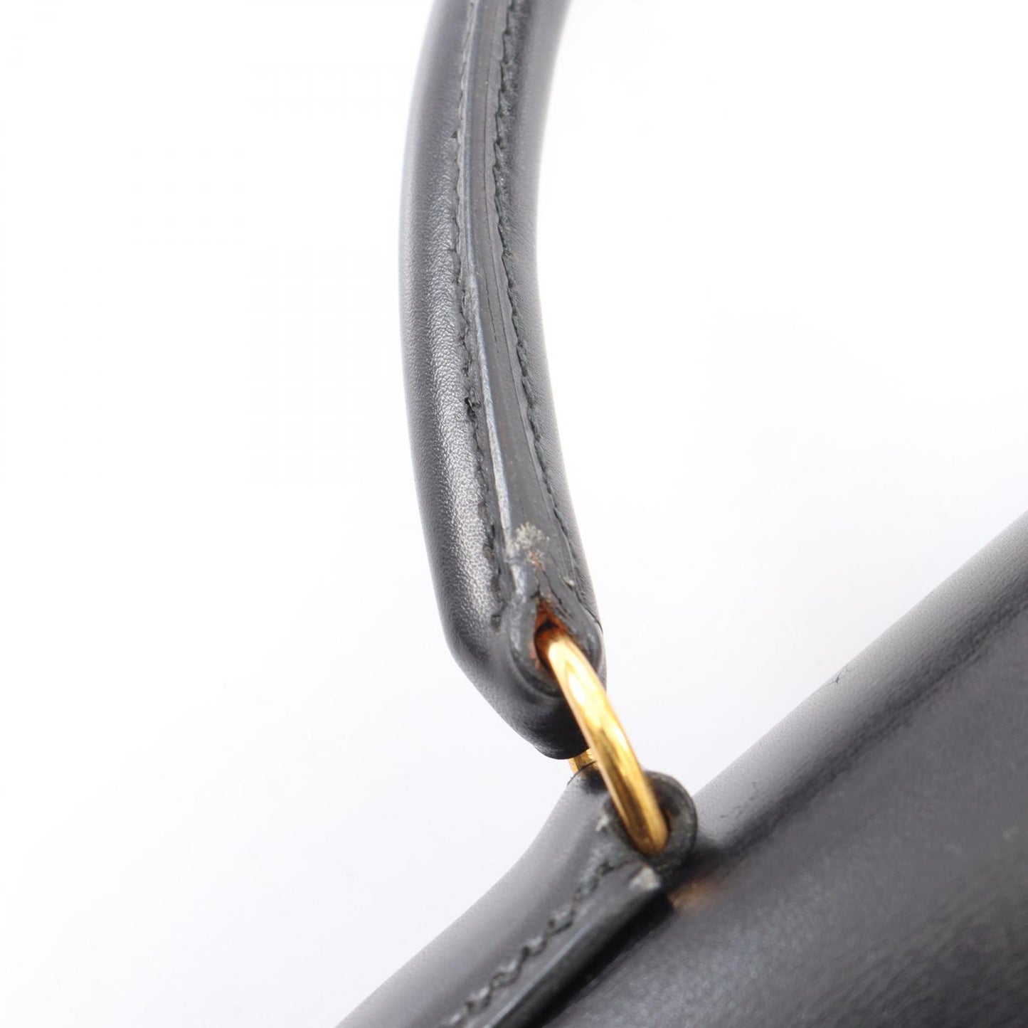 ケリー32 外縫い 2WAY ハンドバッグ ボックスカーフ ブラック ゴールド金具 ○U刻印 エルメス バッグ HERMES