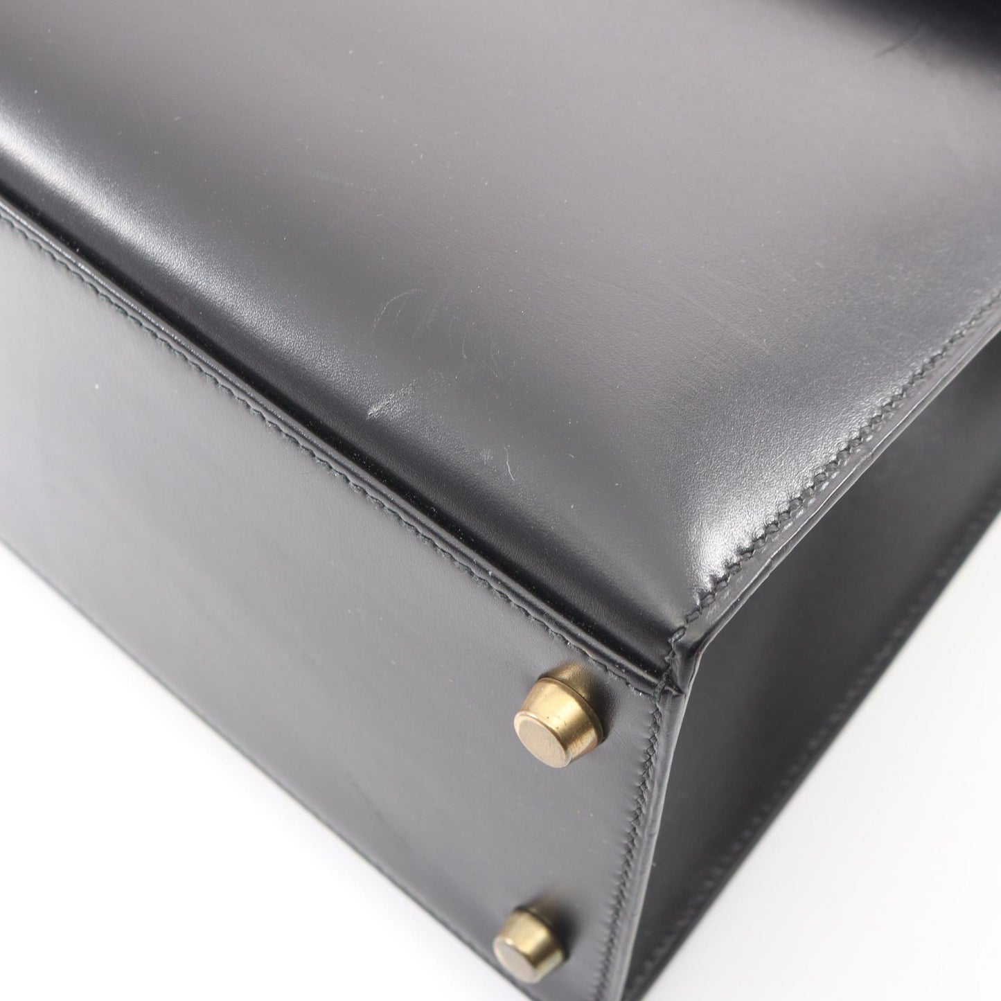ケリー32 外縫い 2WAY ハンドバッグ ボックスカーフ ブラック ゴールド金具 ○U刻印 エルメス バッグ HERMES