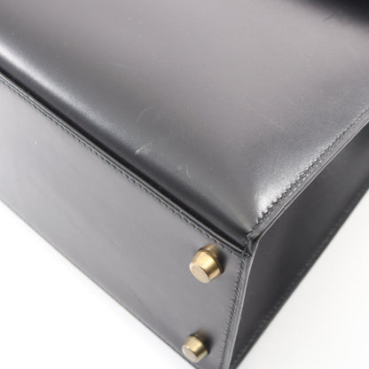 ケリー32 外縫い 2WAY ハンドバッグ ボックスカーフ ブラック ゴールド金具 ○U刻印 エルメス バッグ HERMES