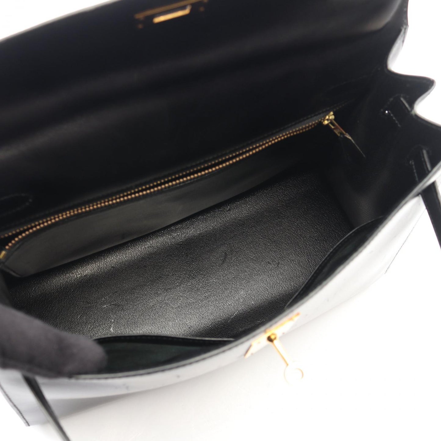 ケリー32 外縫い 2WAY ハンドバッグ ボックスカーフ ブラック ゴールド金具 ○U刻印 エルメス バッグ HERMES