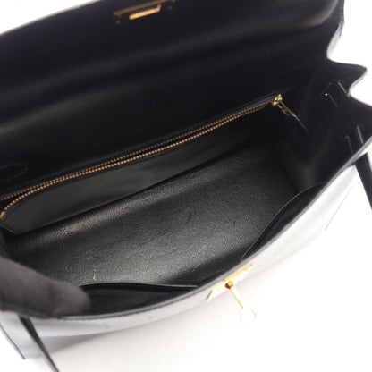 ケリー32 外縫い 2WAY ハンドバッグ ボックスカーフ ブラック ゴールド金具 ○U刻印 エルメス バッグ HERMES