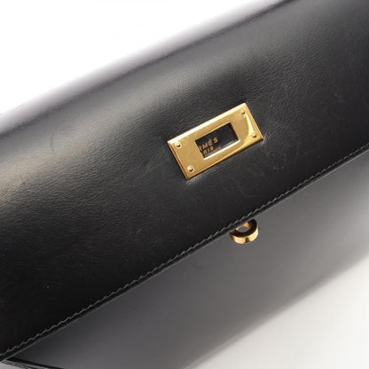 ケリー32 外縫い 2WAY ハンドバッグ ボックスカーフ ブラック ゴールド金具 ○U刻印 エルメス バッグ HERMES