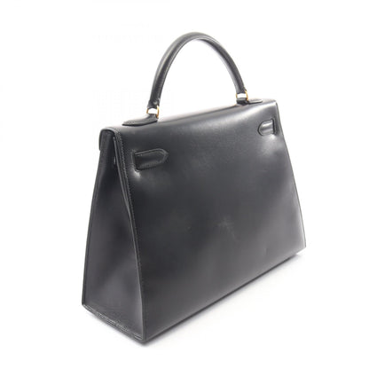 ケリー32 外縫い 2WAY ハンドバッグ ボックスカーフ ブラック ゴールド金具 ○U刻印 エルメス バッグ HERMES