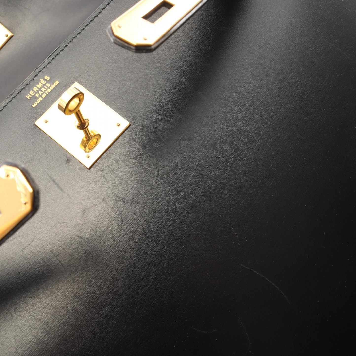 ケリー32 外縫い 2WAY ハンドバッグ ボックスカーフ ブラック ゴールド金具 ○U刻印 エルメス バッグ HERMES