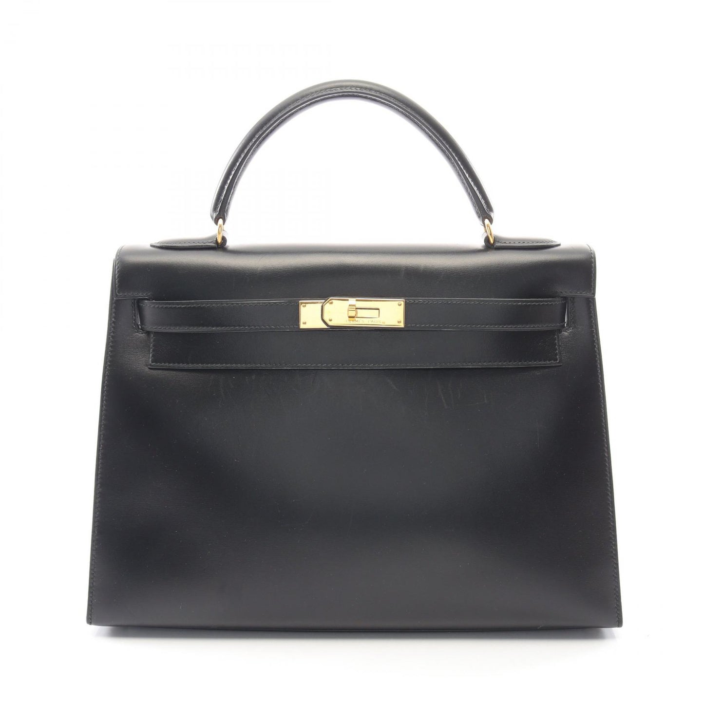 ケリー32 外縫い 2WAY ハンドバッグ ボックスカーフ ブラック ゴールド金具 ○U刻印 エルメス バッグ HERMES